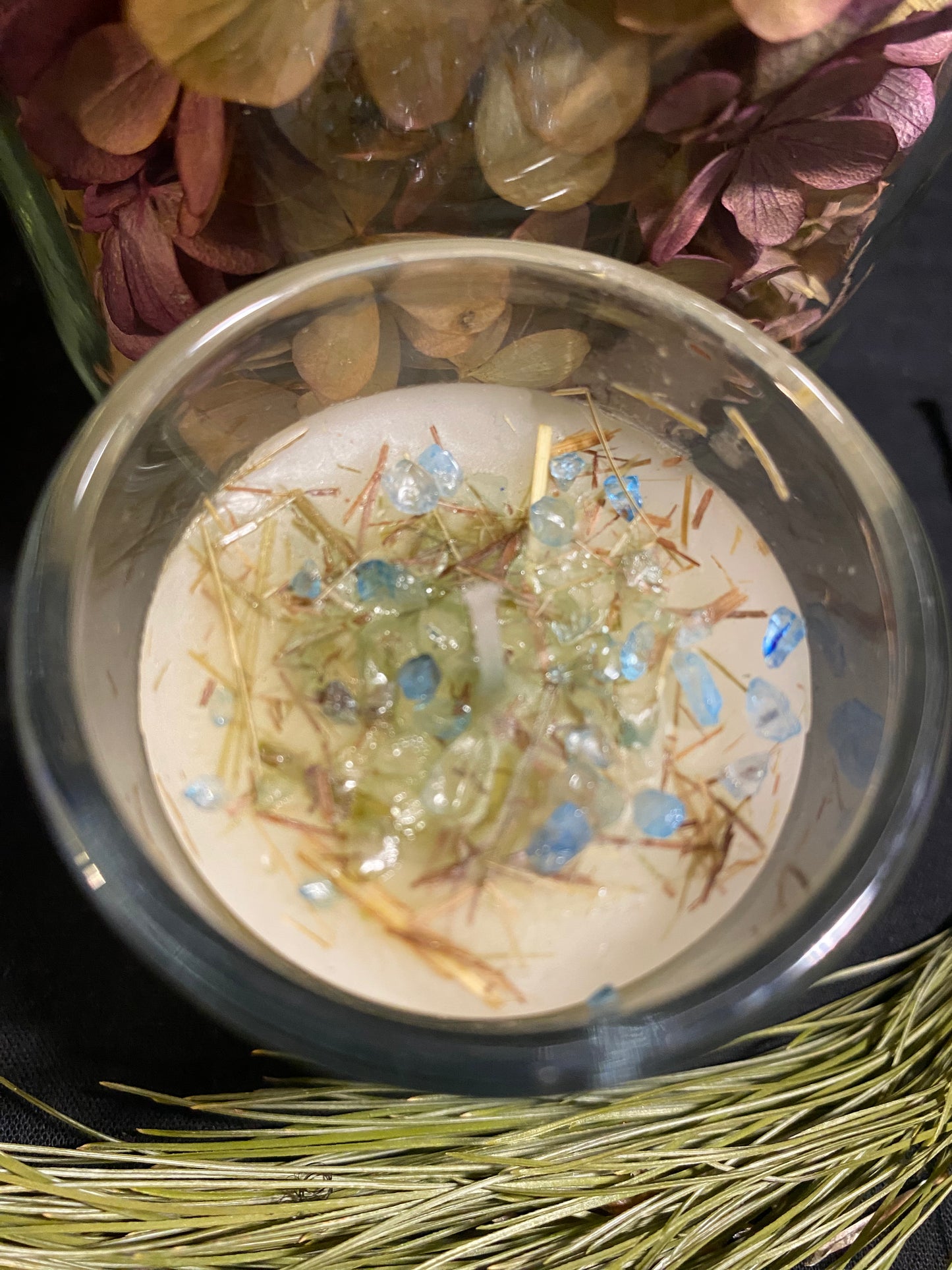 Safe Travels. Adorned with Aquamarine, herbs and blessed oit.