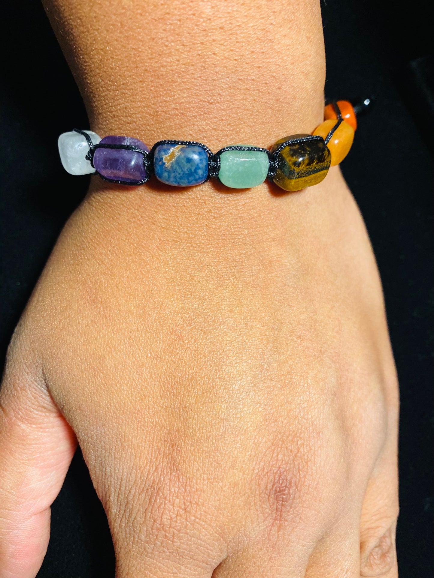 7 Chakra Stone Yoga Bracelet Men & Women / Square Stones